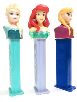 ของสะสมเจ้าหญิงดิสนีย์ กล่องใส่ขนมเพซ :-พี่น้องโฟรเซ่น เจ้าหญิงเอลซ่า,อันนา,แอเรี่ยล Pez dispenser Disney princess Collection: Frozen sisters:Elsa, Anna,Ariel***ไม่มีขนม มีรอยเล็กน้อย