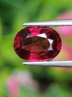 พลอย โรโดไลต์ กาเน็ท Rhodolite Garnet 1.50 กะรัต Cts. พร้อมใบเซอร์ พลอยแท้ อัญมณีมงคลประจําวันเกิด เครื่องประดับพลอย