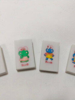 ยางลบโบราณ รุ่นเก่า ขนาดตามภาพ กบ เคโระ ซานริโอ้ ขายทั้งชุด 4 ก้อน