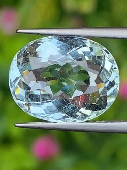 พลอย อความารีน Aquamarine 6.02 กะรัต (Cts.) พลอยแท้ อัญมณีมงคลประจําวันเกิด เครื่องประดับพลอย