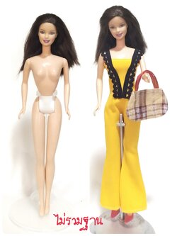 ตุ๊กตาบาร์บี้แสนสวย สภาพดี พร้อมเซ็ทเสื้อผ้า รองเท้า กระเป๋า บอดี้รุ่นเก่า Mattel 1966 China