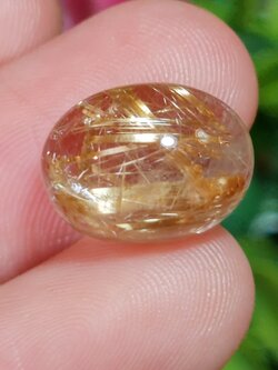 ไหมทอง ควอตซ์ Golden Rutilated Quartz 8.00 กะรัต Cts. พลอยแท้ อัญมณีมงคลประจําวันเกิด เครื่องประดับพลอย