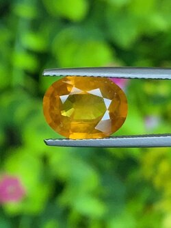 พลอย บุษราคัม yellow sapphire 3.67 กะรัต (Cts.) พลอยแท้ อัญมณีมงคลประจําวันเกิด เครื่องประดับพลอย