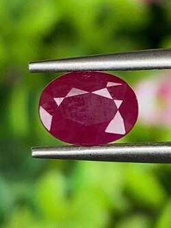 พลอย ทับทิม พม่า (Burmese Ruby Sapphire) 1.45 กะรัต พลอยแท้ อัญมณีมงคลประจําวันเกิด เครื่องประดับพลอย