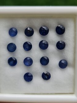 พลอย ไพลิน blue sapphire 4.52 กะรัต (Cts.) 14 เม็ด (pcs.) พลอยแท้ อัญมณีมงคลประจําวันเกิด เครื่องประดับพลอย