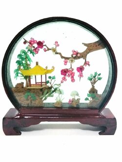 กรอบรูป ศิลปกรรมจีน(แบบที่ 1) งานฝีมือรุ่นเก่าเก็บ ขนาดตามรูป งานเก่าเก็บมีกล่องโฟม