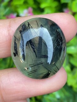 ไหมดำ พรีไนท์ Prehnite with Black tourmaline 39.80 กะรัต Cts. พลอยแท้ อัญมณีมงคลประจําวันเกิด เครื่องประดับพลอย