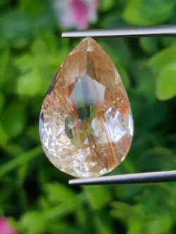 ไหมทอง โทแพซ Golden Rutilated Topaz 5.58 กะรัต Cts.พลอยแท้ อัญมณีมงคลประจําวันเกิด เครื่องประดับพลอย