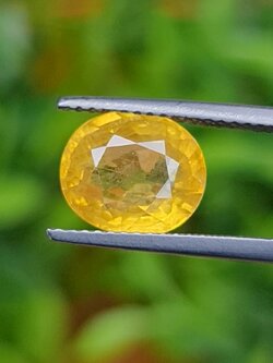 พลอย บุษราคัม Yellow Sapphire 3.95 กะรัต (Cts.) พลอยแท้ อัญมณีมงคลประจําวันเกิด เครื่องประดับพลอย