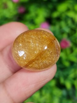 ไหมทอง ควอตซ์ Golden Rutilated Quartz 45.15 กะรัต Cts.พลอยแท้ อัญมณีมงคลประจําวันเกิด เครื่องประดับพลอย