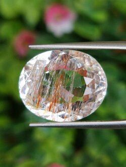 พลอย ไหมทอง โทแพซ (Golden Rutilated Topaz) 15.60 กะรัต (Cts.) พลอยแท้ อัญมณีมงคลประจําวันเกิด เครื่องประดับพลอย