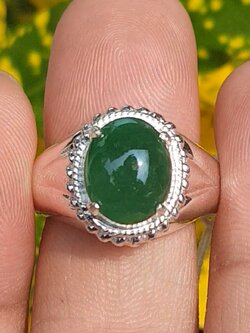 หยก พม่า แท้ Jade แหวนหยก 翡翠戒指 (Jadeite ring) 3.03 กะรัต (Cts.) (Size) 60ดิบ ไม่ผ่านการปรับปรุง (Type A) พม่า (Myanmar)