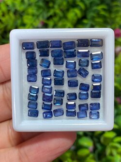 พลอย ไพลิน blue sapphire 23.12 กะรัต (Cts.) 50 เม็ด (pcs.) พลอยแท้ อัญมณีมงคลประจําวันเกิด เครื่องประดับพลอย
