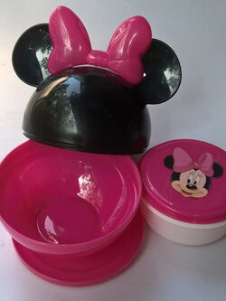 ของสะสม ชุดกล่องใส่อาหารพลาสติก มินนี่เมาส์ พรีเมี่ยมงาน เซเว่น อีเลฟเว่น