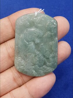 หยก พม่า แท้ Jade จี้หยก (jadeite) แกะสลักรูปเสือ ดิบ ไม่ผ่านการปรับปรุง (Type A) พม่า (Myanmar)