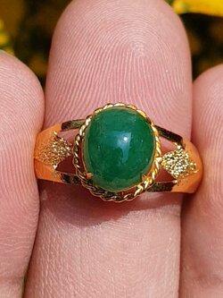 หยก พม่า แท้ Jade แหวนหยก 翡翠戒指 (Jadeite ring) ดิบ 2.19 กะรัต (Cts.) Size 58 ไม่ผ่านการปรับปรุง (Type A) พม่า (Myanmar)