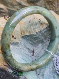 JB6804132 หยก พม่า แท้ Jade กำไลหยก 58.5 มม. (Jadeite bracelet) พม่า (Myanmar)