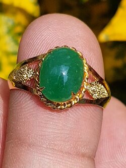 หยก พม่า แท้ Jade แหวนหยก 翡翠戒指 (Jadeite ring) 1.47 กะรัต (Cts.) Size 56 ดิบ ไม่ผ่านการปรับปรุง (Type A) พม่า (Myanmar)