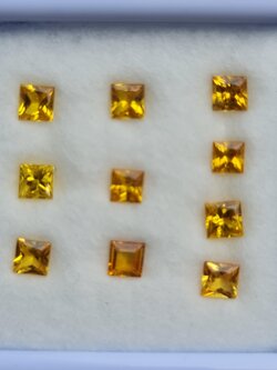 พลอย บุษราคัม yellow sapphire 2.83 กะรัต (Cts.) 10 เม็ด (Pcs.) พลอยแท้ อัญมณีมงคลประจําวันเกิด เครื่องประดับพลอย