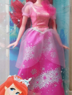งานเก่า ของสะสมในแพ็ค Disney Princess, Princess Ariel, เจ้าหญิงดิสนีย์ เจ้าหญิงแอเรี่ยล จากการ์ตูนอนิเมชั่น เดอะ ลิตเติ้ลเมอเมด The Little Mermaid, มีขา นุ่งกระโปรงยาวสีชมพู, ลิขสิทธิ์แมทเทล Mattel