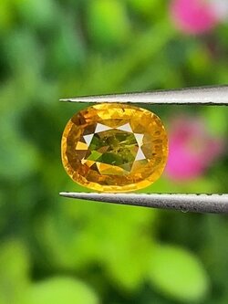 พลอย บุษราคัม yellow sapphire 1.05 กะรัต (Cts.) พลอยแท้ อัญมณีมงคลประจําวันเกิด เครื่องประดับพลอย