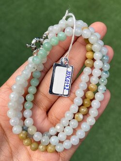 สร้อยคอหยก 3 สี (3 Type Jadeite Necklace) ดิบ ไม่ผ่านการปรับปรุง (Type A) พม่า (Myanmar) หยก พม่า แท้ Jade