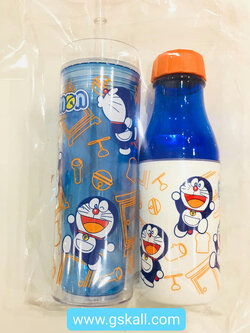 ชุดขวดน้ำและแก้วน้ำพร้อมหลอดโดเรมอน