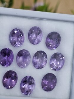 พลอย อเมทิส Amethyst 26.29 กะรัต (Cts.) 10 เม็ด (Pcs.) พลอยแท้ อัญมณีมงคลประจําวันเกิด เครื่องประดับพลอย