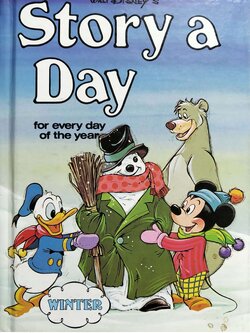 หนังสือภาพการ์ตูนดิสนีย์น่ารัก **หนังสิอเก่า มีตำหนิ โปรดตรวจสอบทุกภาพ ปกแข็ง ฉบับภาษาอังกฤษ เล่าเรื่องราวของทุกวันในฤดูหนาว ผ่านตัวการ์ตูนจากดิสนีย์ Story a Day for every day of the year ,Winter