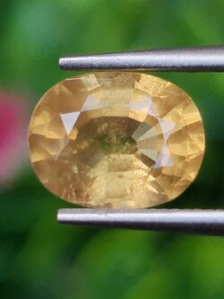 พลอย บุษราคัม yellow sapphire 2.52 กะรัต (Cts.) ดิบ พร้อมใบเซอร์ พลอยแท้ อัญมณีมงคลประจําวันเกิด เครื่องประดับพลอย