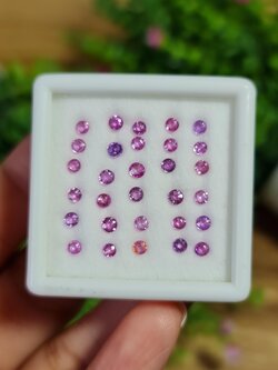 พลอย ชมพู พิ้ง แซฟไฟร์ Pink Sapphire 3.10 กะรัต (Cts.) 30 เม็ด พลอยแท้ อัญมณีมงคลประจําวันเกิด เครื่องประดับพลอย