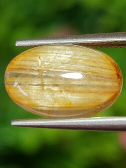 ตาแมว ไหมทอง ควอตซ์ Cat eye Golden Rutilated Quartz 5.18 กะรัต Cts.พลอยแท้ อัญมณีมงคลประจําวันเกิด เครื่องประดับพลอย