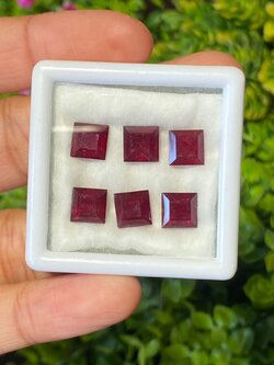 พลอย ทับทิม (Ruby Sapphire) 15.90 กะรัต (Cts.) 6 เม็ด (6 Pcs.) พลอยแท้ อัญมณีมงคลประจําวันเกิด เครื่องประดับพลอย
