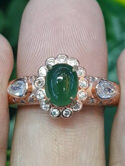 หยก พม่า แท้ Jade แหวนหยก แหวน หยก (jadeite) 1.19 กะรัต (Cts.) ดิบ (Size) 59 ไม่ผ่านการปรับปรุง (Type A) พม่า (Myanmar)