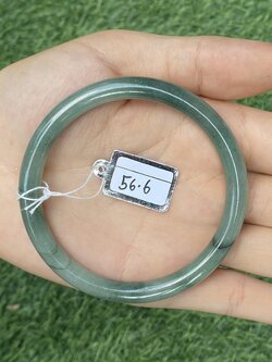 1112 หยก พม่า แท้ Jade กำไลหยก 56.6 มม (Jadeite bracelet) พม่า (Myanmar)