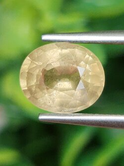 พลอย บุษราคัม yellow sapphire 2.65 กะรัต (Cts.) ดิบ พลอยแท้ อัญมณีมงคลประจําวันเกิด เครื่องประดับพลอย