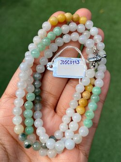 สร้อยคอหยก 3 สี (3 Type Jadeite Necklace) ดิบ ไม่ผ่านการปรับปรุง (Type A) พม่า (Myanmar) หยก พม่า แท้ Jade
