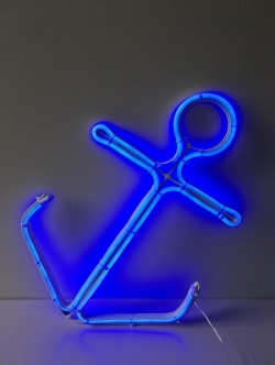 ป้ายไฟ นีออน แสงสีฟ้า ดัดรูปสมอ