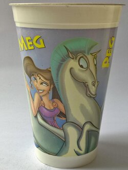 แก้วน้ำพลาสติกงานเก่า จากภาพยนต์ ดิสนีย์การ์ตูน เรื่อง เฮอร์คิวลิส Hercules1997 ของสะสมจาก Mc Donald ของเก่า โปรดตรวจสอบทุกภาพ