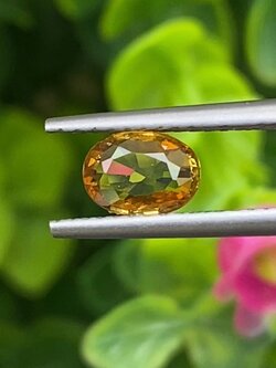 พลอย บุษราคัม yellow sapphire 0.75 กะรัต (Cts.) พลอยแท้ อัญมณีมงคลประจําวันเกิด เครื่องประดับพลอย