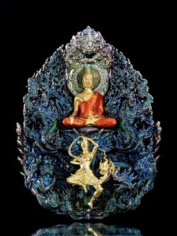 พระพุทธชัยมงคลพัฒน์บารมี เจริญลาภชนะมาร รายการศูนย์จอง เนื้อสัมฤทธิ์ชุบรุ้ง องค์พระชุบทองลงยา