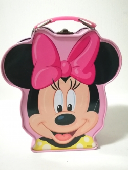 กล่องสังกะสีลาย มินนี่เมาส์ **ของเก่า มีตำหนิ โปรดตรวจสอบทุกภาพ, Minnie Mouse old metal box, see all pics for detail