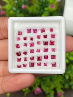 พลอย ทับทิม Ruby sapphire 32 เม็ด 5.00 กะรัต (Cts.) พลอยแท้ อัญมณีมงคลประจําวันเกิด เครื่องประดับพลอย