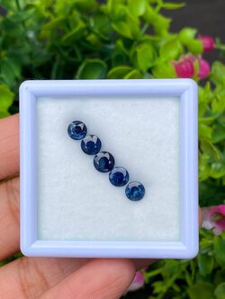 พลอย ไพลิน Blue Sapphire 3.6 กะรัต (Cts.) 5 เม็ด (pcs.) พลอยแท้ อัญมณีมงคลประจําวันเกิด เครื่องประดับพลอย