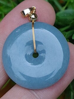 หยก จี้โดนัทหยก 48.45 Cts. (ฺBi Disc Jade) หยกแท้ อัญมณีมงคลประจําวันเกิด เครื่องประดับพลอย