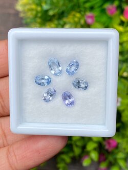 พลอย ไพลิน blue sapphire 4.61 กะรัต (Cts.) 6 เม็ด (pcs.) พลอยแท้ อัญมณีมงคลประจําวันเกิด เครื่องประดับพลอย