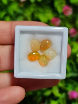 พลอย โอปอล Opal 3.10 กะรัต (Cts.) 5 เม็ด (Pcs.) พลอยแท้ อัญมณีมงคลประจําวันเกิด เครื่องประดับพลอย