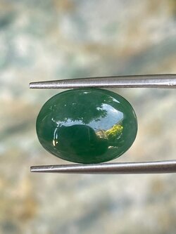 หยกพม่าเจียรนัย (Burmese jade ) 5.03 กะรัต หยกแท้ อัญมณีมงคลประจําวันเกิด เครื่องประดับหยก