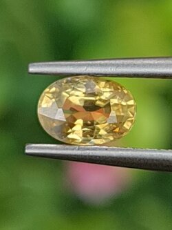 พลอย บุษราคัม yellow sapphire 1.11 กะรัต (Cts.) ดิบ (Unheated) พลอยแท้ อัญมณีมงคลประจําวันเกิด เครื่องประดับพลอย