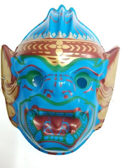 หน้ากากพลาสติกหนุมาน ของAPEX TOYS สีขาวน้ำเงิน (หายาก) ขนาดตามรูป เก่าเก็บไม่เคยใช้งาน